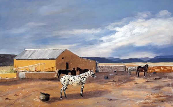 Horses in Karoo painting